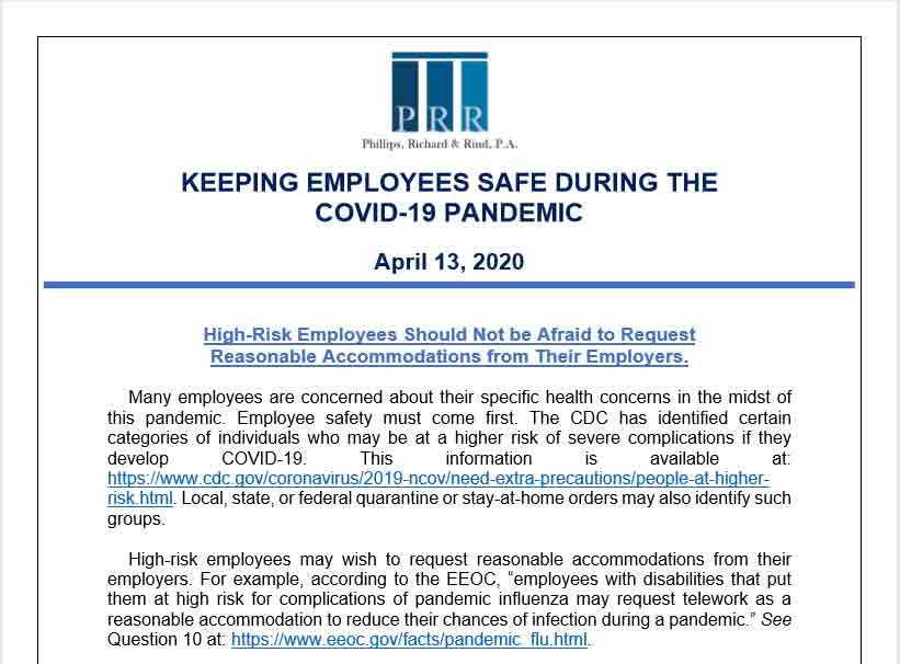 COVID-19 Legal Update Employee Safety April 13
